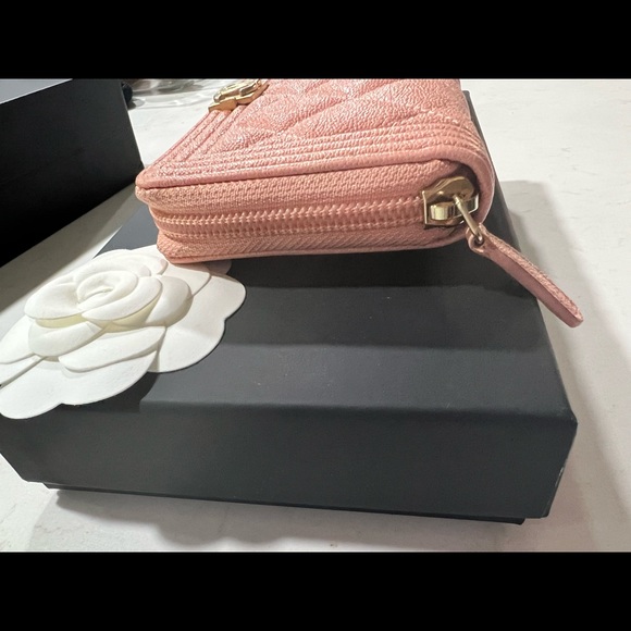 Chanel caviar quilted boy zip around wallet in pink - Picture 9 of 10
